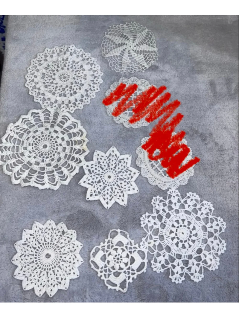 VTG White Crochet Doilies Table Linens One Size coasters